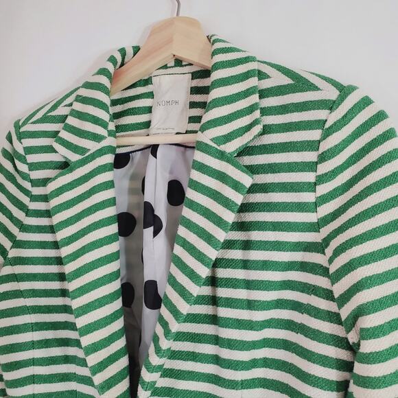 Numph | Striped Single Button Blazer with Polka-dot Lining - Picture 3 of 7